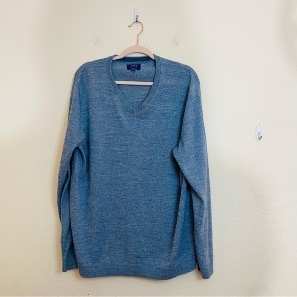 APT. 9 Slim Fit Merino Blend Long Sleeve V-Neck Sweater XXL Blue